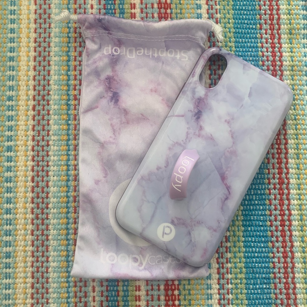 Purple marble iPhone XR loopy case